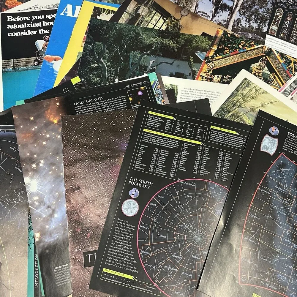 Ephemera Lot 70 Pcs Color Images Book & Magazine Pages Junk Journal Art Crafts